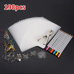 Shrinky Art Craft Kit: DIY Keychain and Ornament Creation Set (198Pcs)