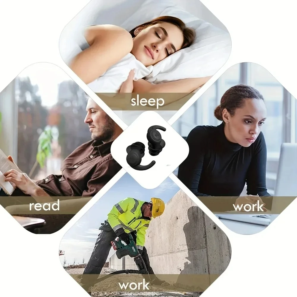 1 Pair Soft Silicone Noise Cancelling Earplugs Anti-noise For Concerts Sleeping Swimming Reusable Waterproof