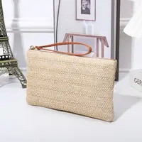 Fashion Ladies Weaving Bag Wristlet Clutch Women Daily Money Phone Clutch Solid Straw Woven Coin Purse Beach Wallet Card Holder 1
