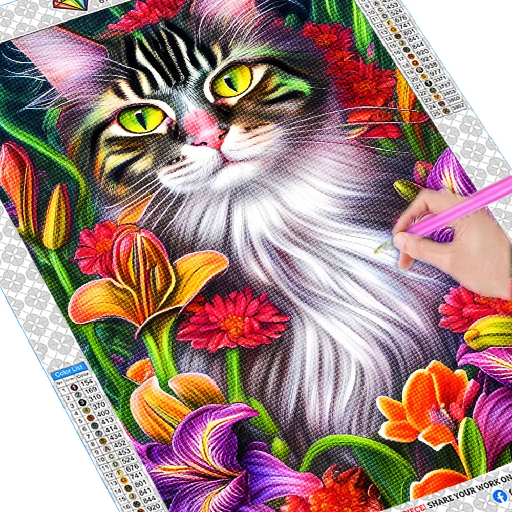 Cat Diamond Painting Novelties Animal Full Square Round Diamond Embroidery  Flower 5D Mosaic Art Handmade Gift Wall Decor - AliExpress