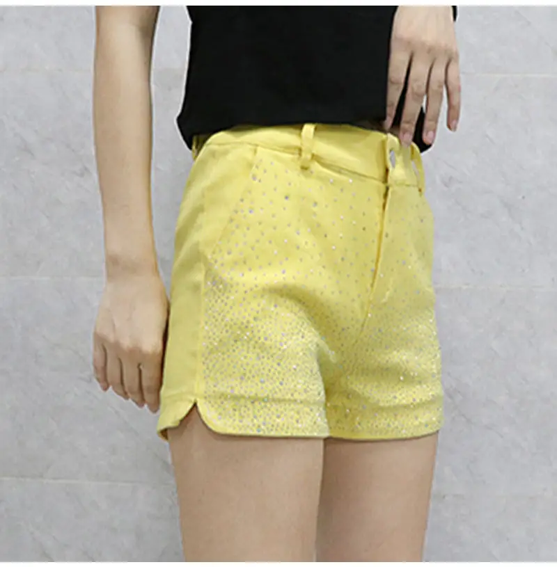 Hot Diamond Denim Shorts for Women's Streetwear / Spring / Autumn wear / New Elastic High Waist Slim Shorts