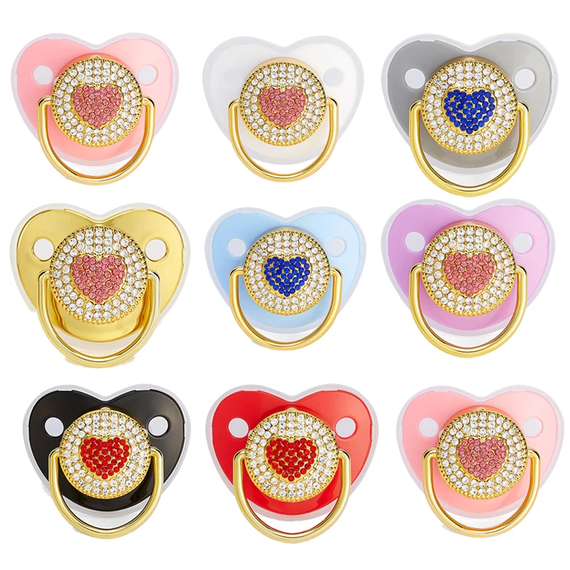 

Diamond Heart Baby Pacifier Newborn BPA Free Luxury Bling Pacifier Silicone Dummy Soother Chupeta 0-12Months Baby Shower Gift