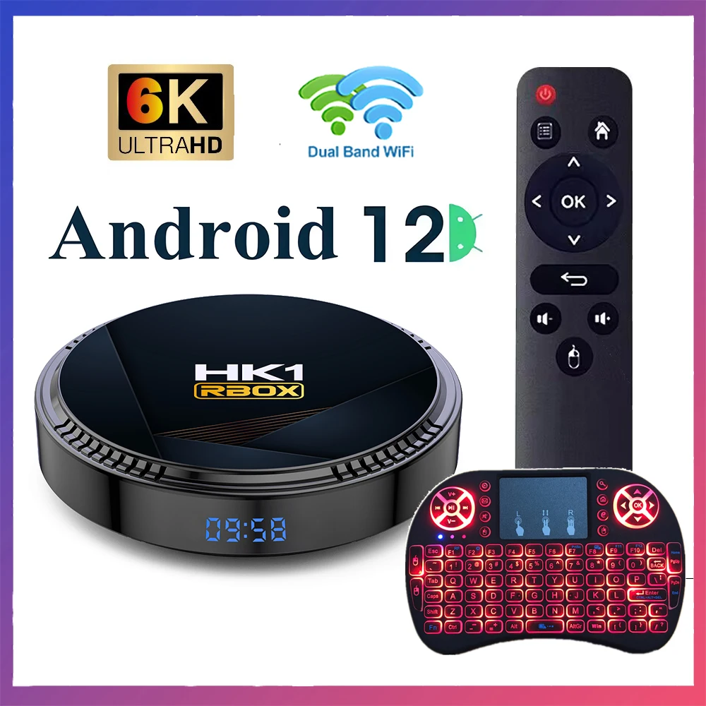 HK1 Rbox-H8s 4K Ultra HD Mini Smart TV Box 4GB+64GB Dual-Band WiFi