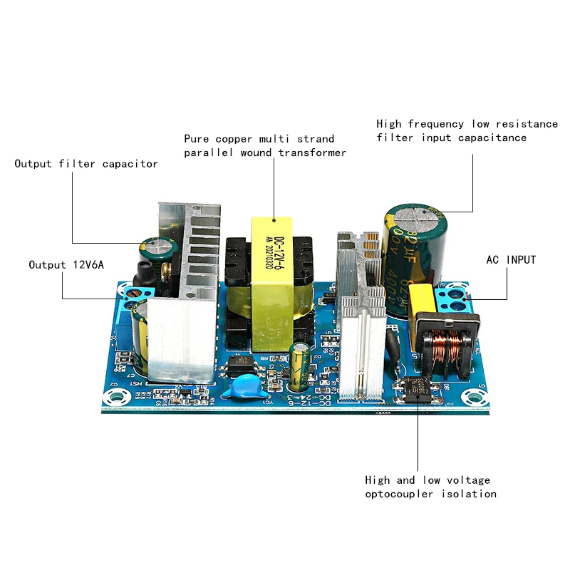 DRC-12V100W1AZ, Industrie Netzteil / 90-264VAC 72W / 12V / 6A  Hutschienennetzteil 1Ph