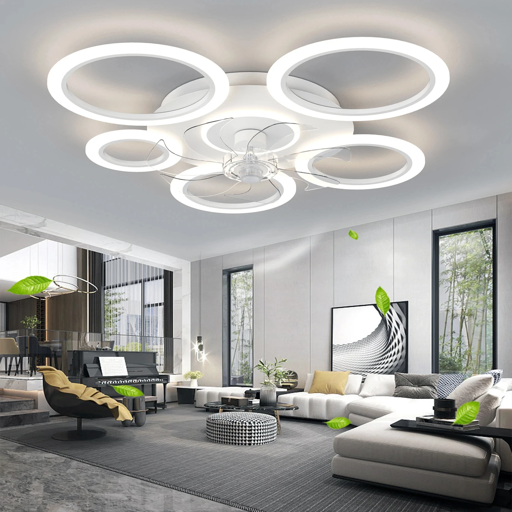 Ceiling Fan Led Ceiling Fan Lights Electric Fan Led Fan Light Led Ceiling Lights Electric fan with light ring ceiling fan light living room dining room remote control app dimmable ceiling LED