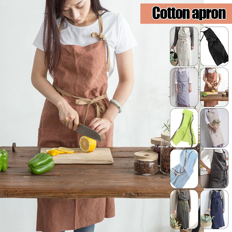 

Nordic Style Thin Breathable Cotton Apron Flower Shop Kitchen Baking Shop Chef Aprons Gardening Hairdresser Working Clothes