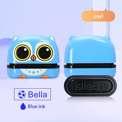 Personalized Waterproof Name Stamp (Owl blue ink)