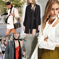 5X190CM Women Narrow Long Scarf 190x5cm Solid Color Chiffon Silk Rubber Red Tie Black Bag Ribbon Headbands Choker Streamer 6