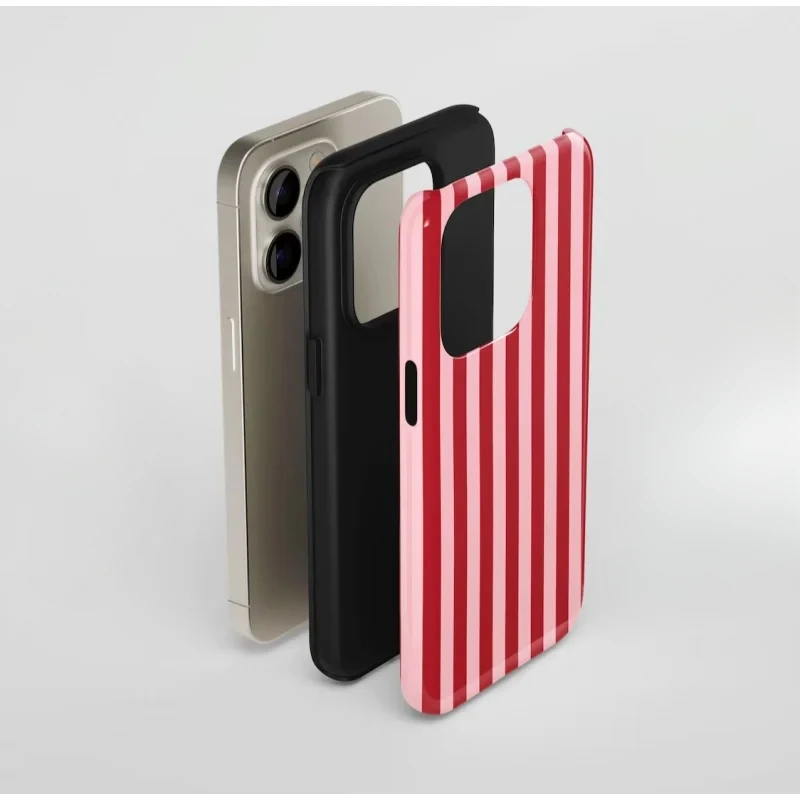 Pink Stripes Glossy 2-in-1 Tough Phone Case