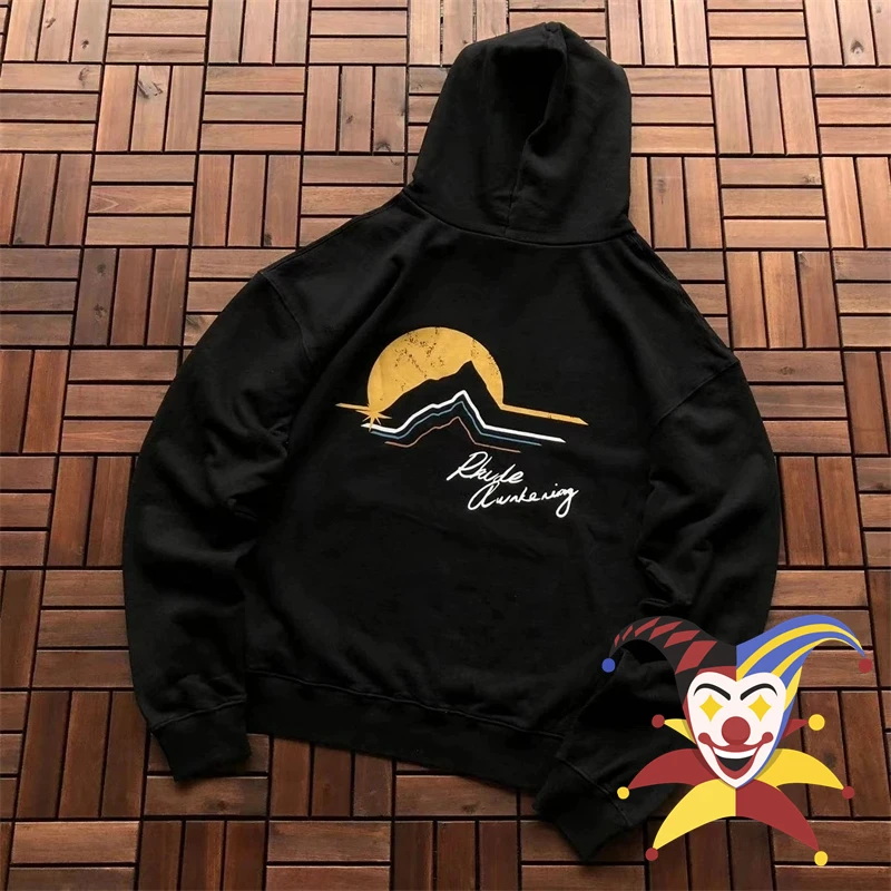 

Rhude Hoodie Women Men Moon Mountain Print Pullover