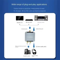 Digital to Analog Converter DAC Audio Optical Toslink SPDIF Coaxial Input to L/R RCA 3.5mm Jack Headphone Amplifier Output 4