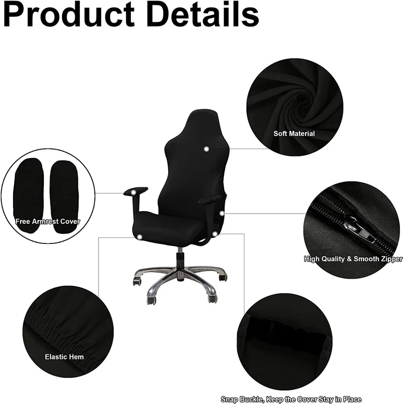 Elastic Spandex Office Chair Slipcover - Chair Protection for Armchairs & Gaming Chairs