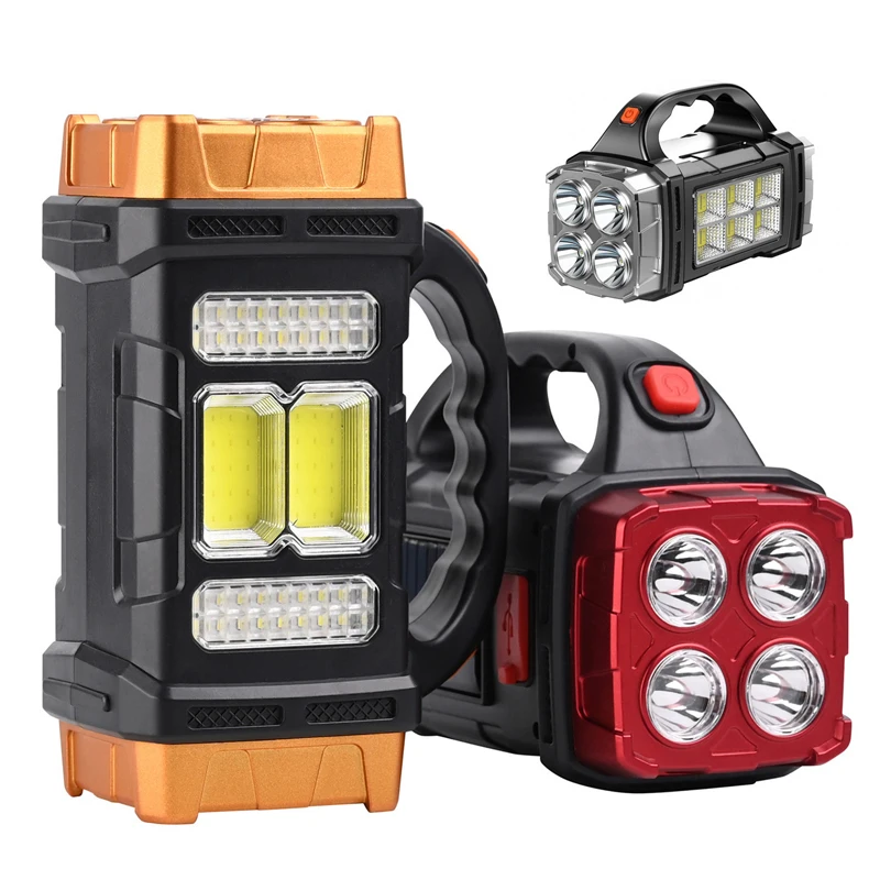 Premium High Lumens LED Work Light, Multipurpose Flashlight with Searchlight and Lantern Features Rechargeable Solar Flashlight
