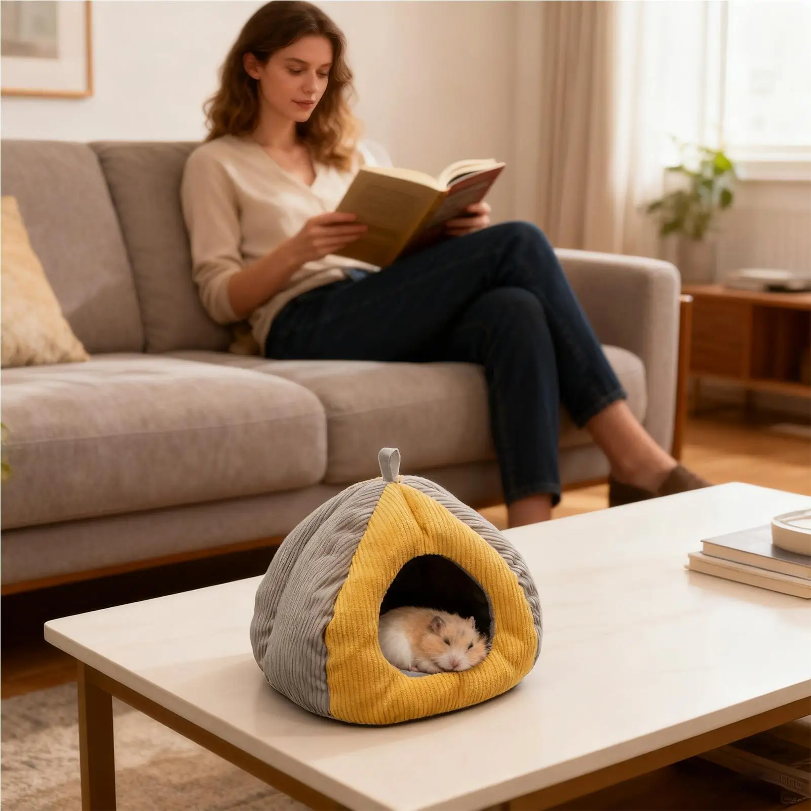 Hedgehog Bed Semi-enclosed Warm Plush Nest Hangable Thicken Plush Hamster Hedgehog Cave Bed For Chinchilla Small Animal Ferret