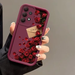 Retro Flowers Silicone Soft Phone Case - Samsung A22 4G (Wine - red - 669)