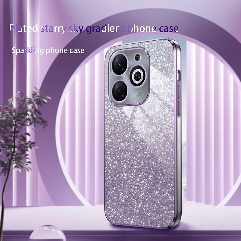 Luxury Gradient Glitter Plating Silicone Back Cover Case