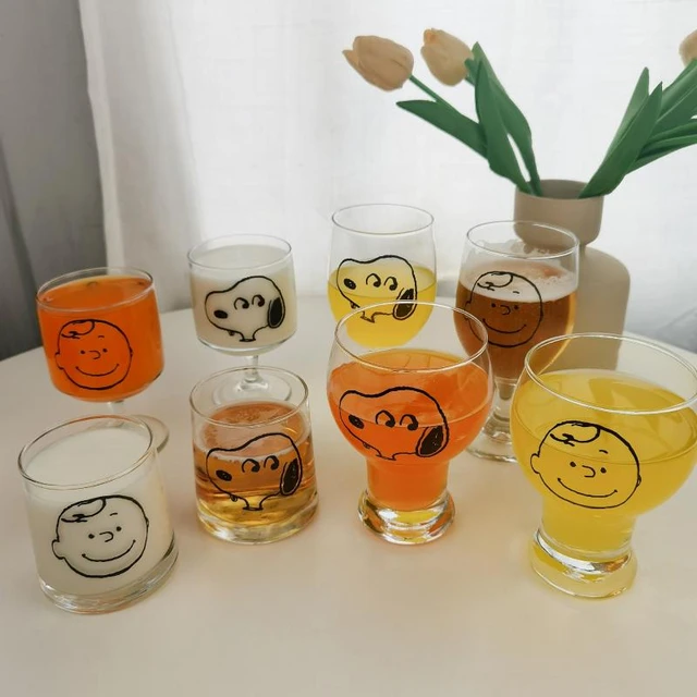 Snoopy Charlie Brown Children's Cartoon Glass Water Cup Cute Animation Boy  Girls Breakfast Milk Juice Cup 350ml Drink Wine Glass - Kids Lunch Bag -  AliExpress