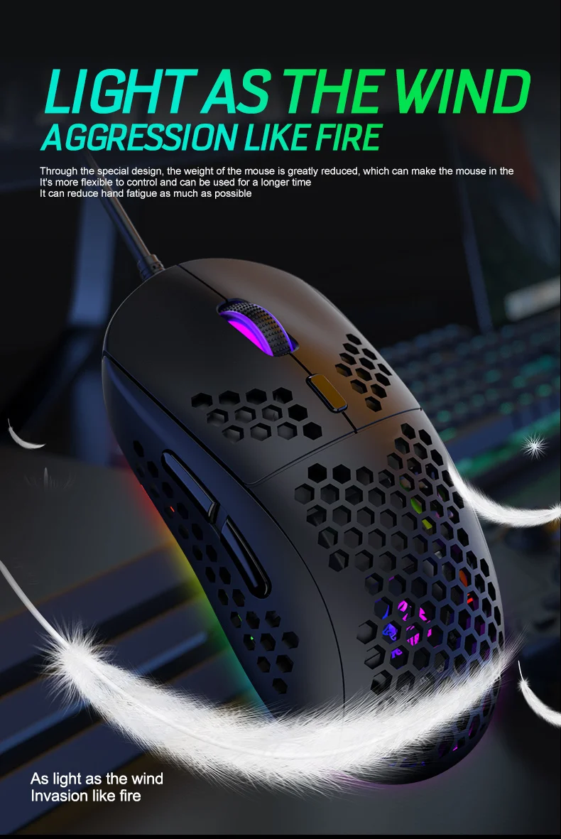 mecânico 62 teclas rgb 6400 dpi óptico