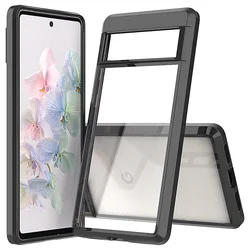 Hybrid Shockproof Air Cushion Case with Crystal Clear Acrylic Back Shell - Pixel 7Pro (Black)
