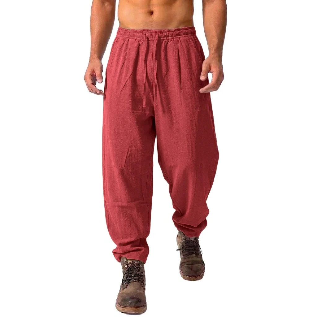 Mens Harem Pants Loose Cotton Casual Trousers Breathable Lightweight Baggy Bottoms for Outdoor Hiking Gym Sports Daily Work Wear - 5