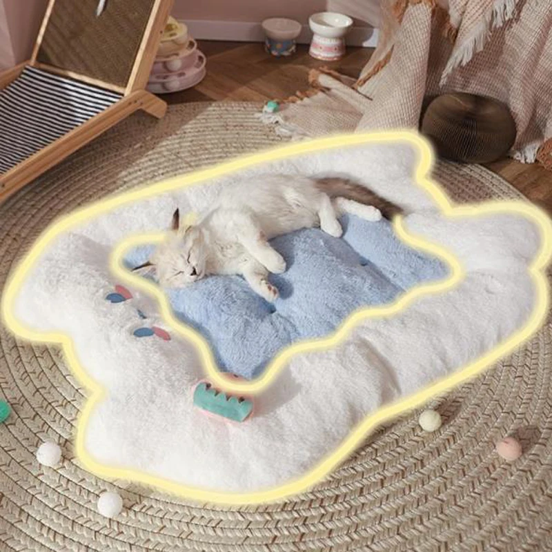

2023 New 1Pcs Cat Mat Printing Thickened Skin-Friendly Soft Comfortable Warm Cotton Wool Kennel Household Pet Supplies JJ606