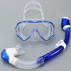 Children's Panoramic Snorkel and Swim Mask Set with Anti-Fog and Leak Protection (Blue Set)
