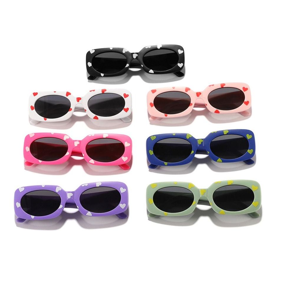 UV400 Heart Print Children Sunglasses Cute 2-8 Years Sun Protection Eyewear Kids Rectangular Sun Glasses