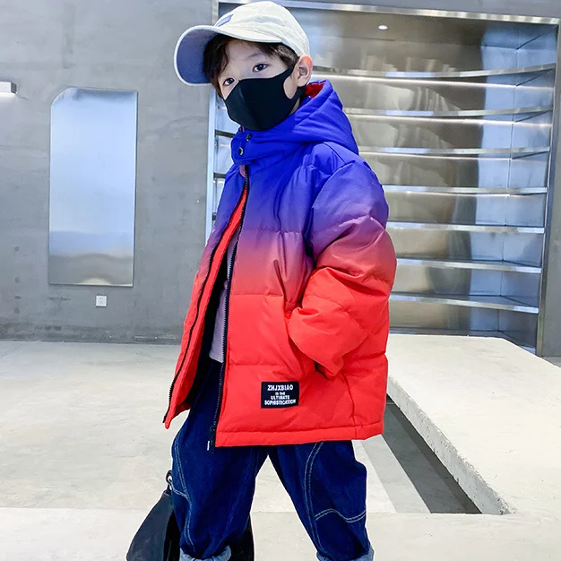 Winter 5-12 year old children's Gradient Color Jacket Boys' solid