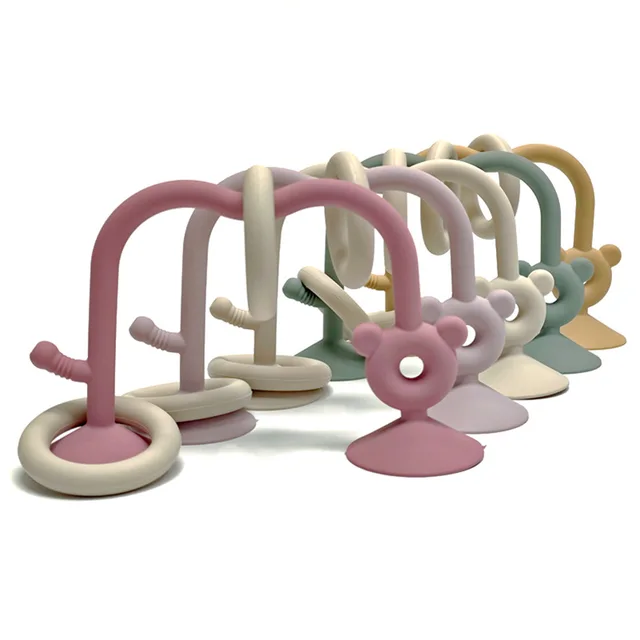 Bébé puzzle enroulement perles jouets silicone meulage jouets visuels pour les enfants peuvent roer éducation précoce enroulement perles ventouse jouets 3