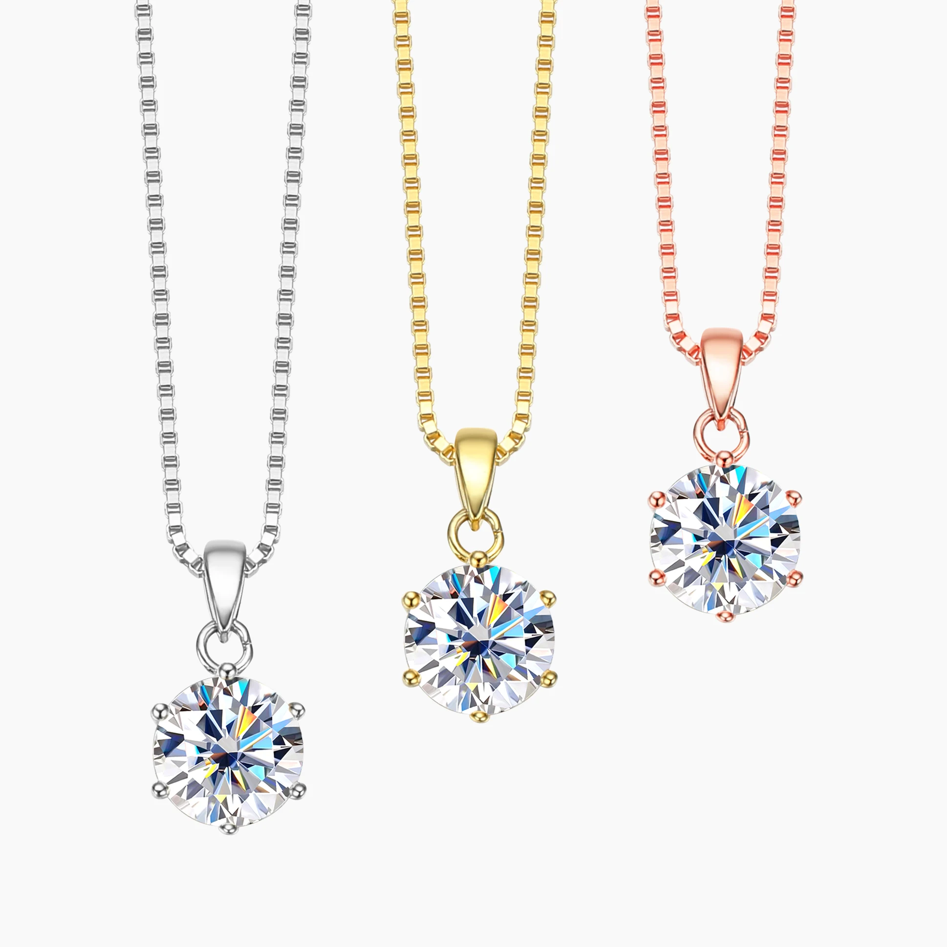 Pendant Necklace Silver Necklace Moissanite Necklace 1 Carat Real Moissanite Pendant Necklace 925 Sterling Silver For Women