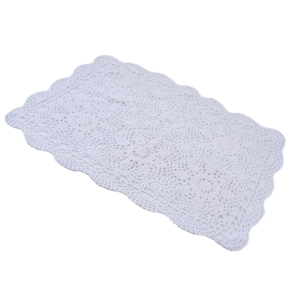 

40x60cm Vintage Lace Tablecloth Rectangle Cotton Crochet Hollow Out Small Table Cloth Kitchen Wedding Table Place Mat Decor