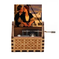My Heart Will Go Music Box Hand Crank Wooden Vintage Laser Engraved Music Box, Gifts For Birthday/Anniversary/Wedding/Valentine 2