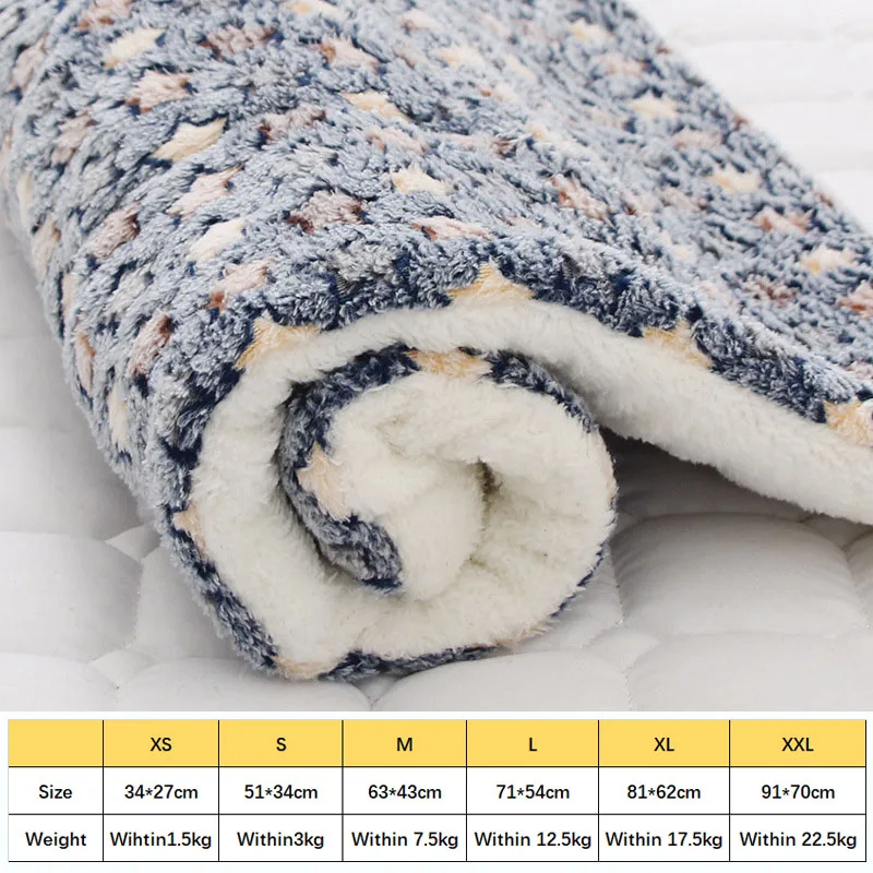 Pet Bed Mat Flannel Thickened Dog Bed for Small Medium Large Dogs Cats Winter Warm Blanket