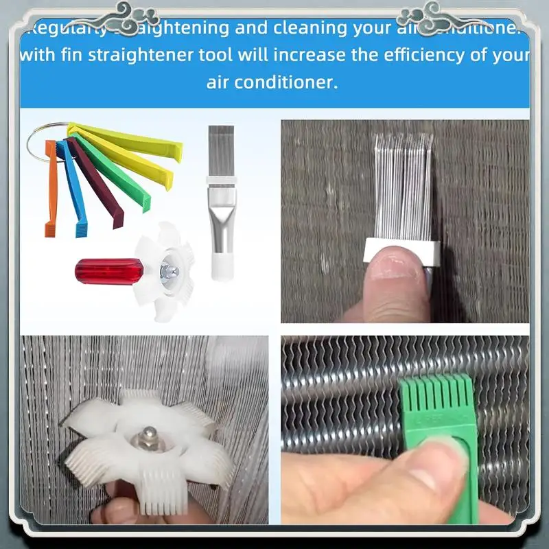 5 PCS Air Conditioner Fin Cleaner Set As Shown Plastic+Metal FCR6 Fin Comb Condenser,Air Outlet Cleaner Evaporator Radiator