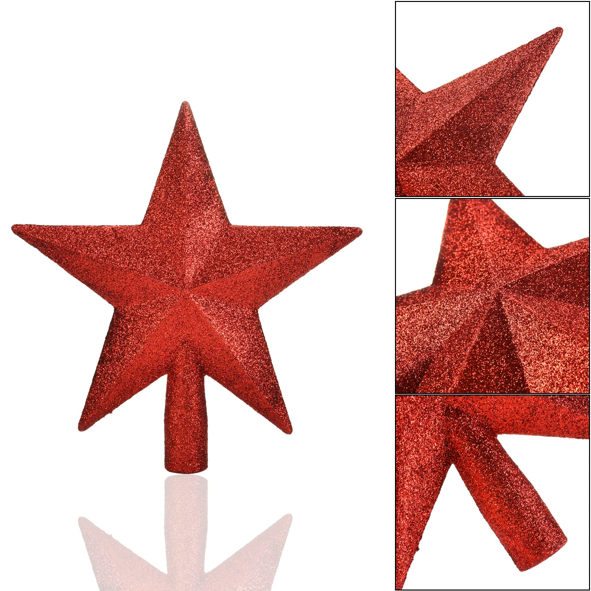 1PC Christmas tree top decoration pendant Three-dimensional star Gold powder five-pointed star