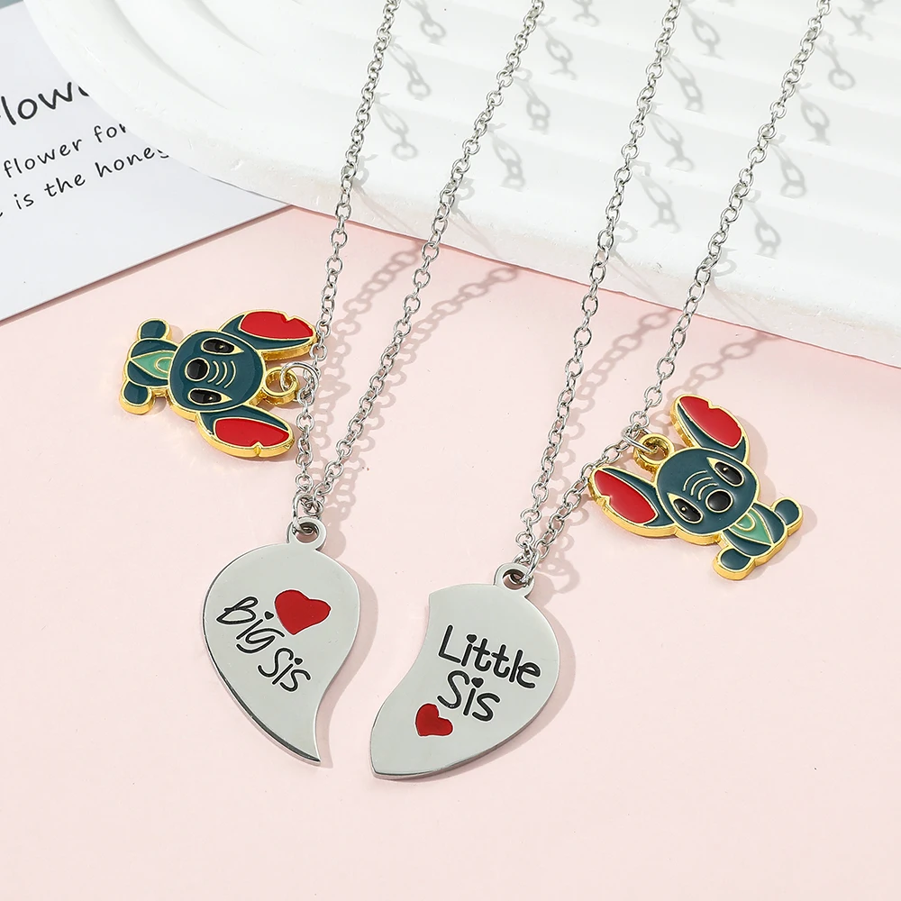 Two Necklaces Lilo and Stitch Best Friend Necklace for Friends Heart Pendant Accessories Kids jewelry for