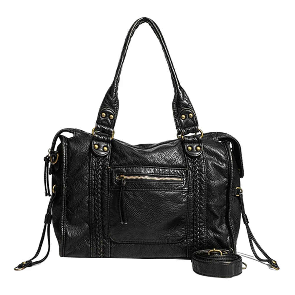 Retro Handbags Women Tote Bag Y2K PU Leather Shoulder Bag Large Crossbody Bags Female Travel Bag Casual Portable Shopper Bag