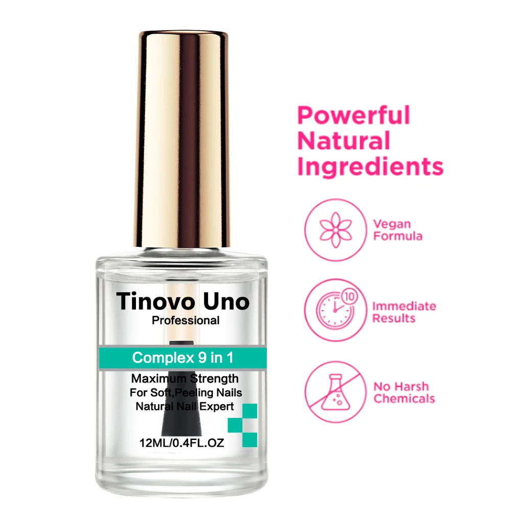 Tinovo Uno Natural Nail Growth Complex 9 IN 1 Nail Art Treatment Therapy for Repair Care Thin Brittle Nails Top Coat Hardener 4
