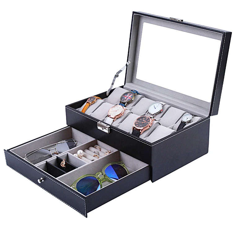 luxury-double-layer-leather-watch-box-watch-holder-box-for-watches-men-glass-top-jewelry-organizer-box-12-grids-watch-organizer