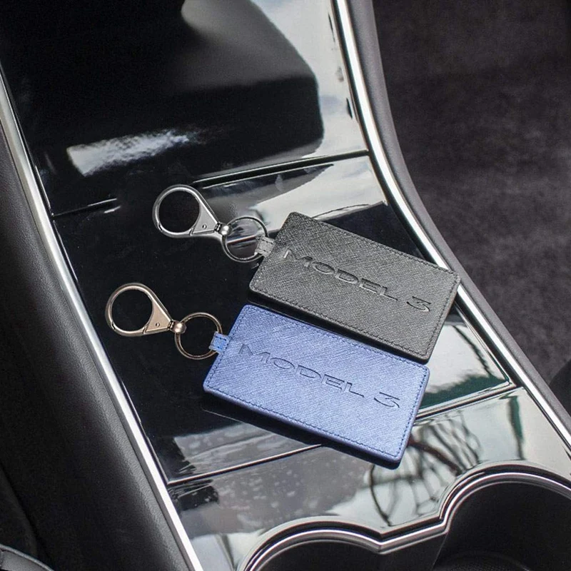 2 Stück Schlüssel karten halter für Tesla Modell 3, Anti-Staub-Leicht leder  mit Schlüssel bund für Tesla Modell 3 Zubehör-schwarz & rot - AliExpress
