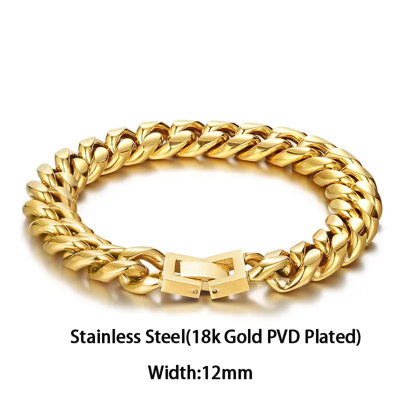 unisex 18K gold plated stainless steel Cuban link bracelet