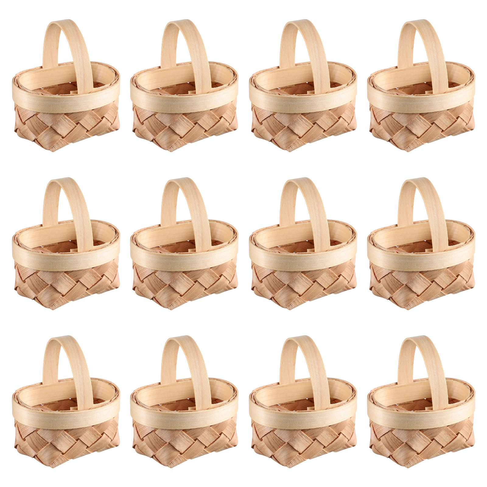 

Tofficu Picnic Basket 12Pcs Wooden Woven Baskets Miniature Portable Baskets Decorative Hanging Baskets Mini Wooden Baskets