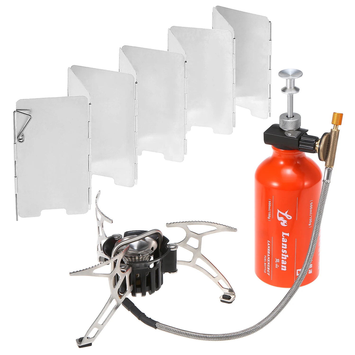 

Lixada Outdoor Camping Multi Fuel Oil Stove with 500ml Gasoline Fuel Bottle and Stove Windscreen Windshield for Diesel Alcohol