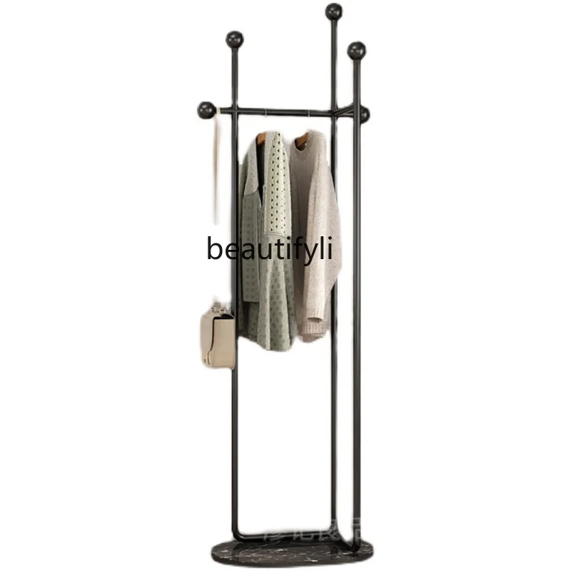 

yj Marble Iron Household Hangers Floor Bedroom Simple Clothes Hanger Coat Rack Clothes Storage Holder Shelf