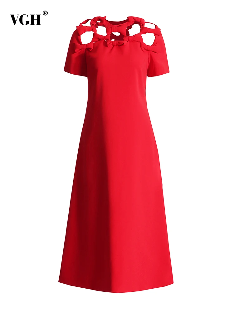 

Женское длинное платье на молнии VGH, однотонное ажурное платье с круглым вырезом и коротким рукавом, длинное платье с высокой талией