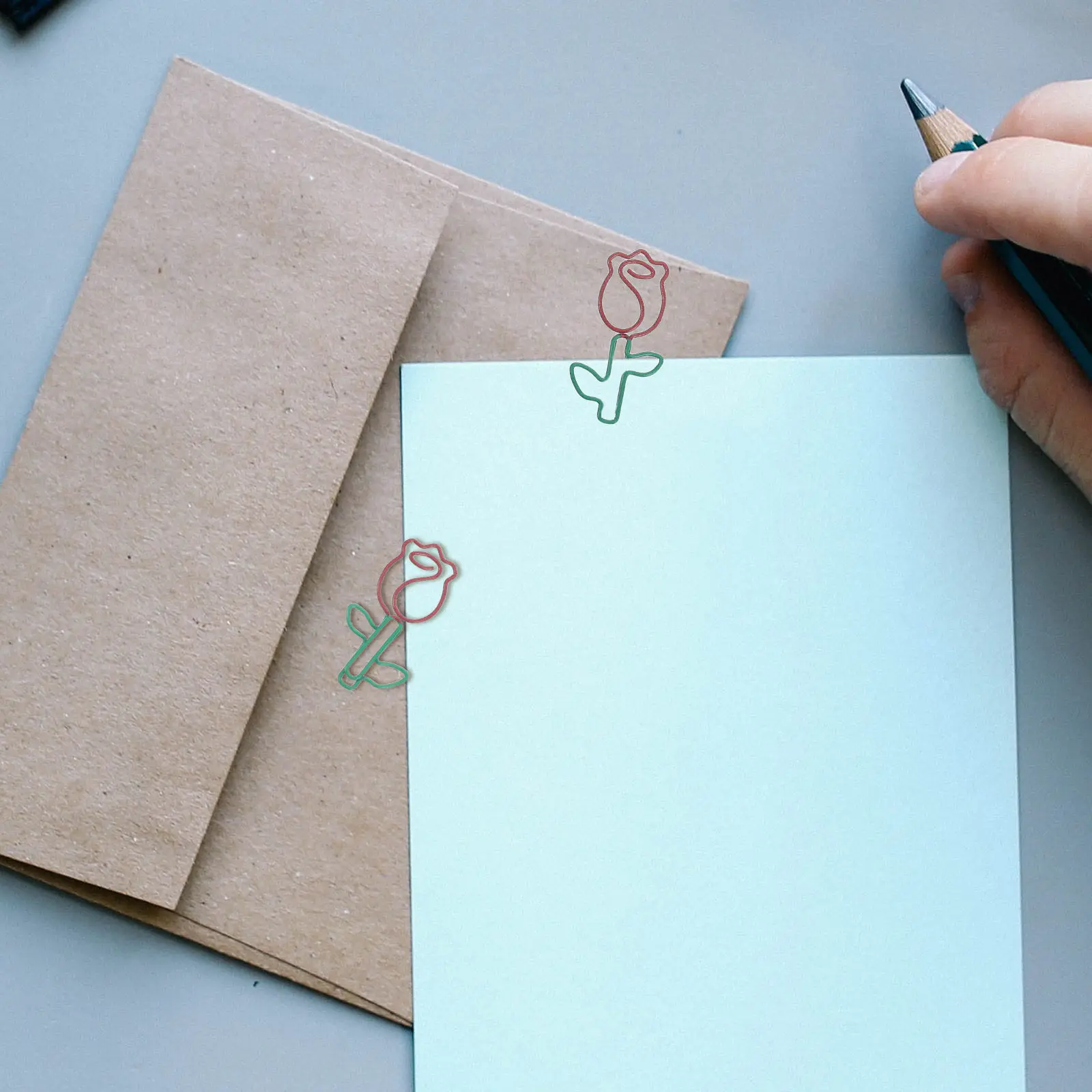 20Pcs 우아한 로즈 디자인 금속 종이 클립 책용 북마크 클립 연구 노트 문서 플래너 장식 학교 사무실