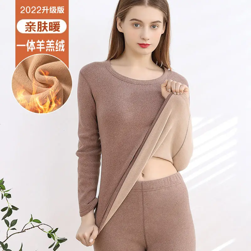 Thermal Underwear For Women Winter Warm thicken lamb fleece high elastic Long Johns bottoming Two Piece Sets Thermos Clothing thermal underwear sets