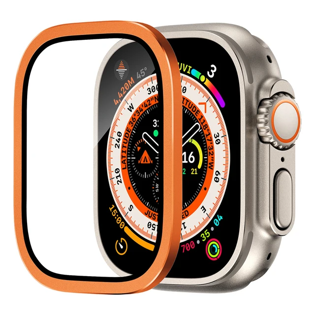 Premium Aluminum Alloy Case with HD Tempered Glass Screen Protector for Apple Watch Ultra 2 (49mm)