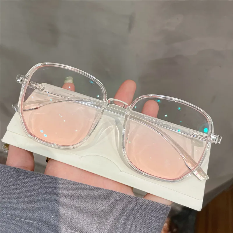 

Oversize Square Blush Pink Anti-blue Light Myopia Glasses Fashion Women Myopic Eyeglasses Goggles Diopter 0 -1.0 -1.5 2.0 To 4.0