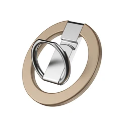 Portable Folding Magnetic Phone Holder with Adhesive Ring Buckle (Golden)